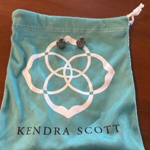 Kendra Scott Silver Tessa Stud Earrings in Slate Grey Catseye with Dust Bag